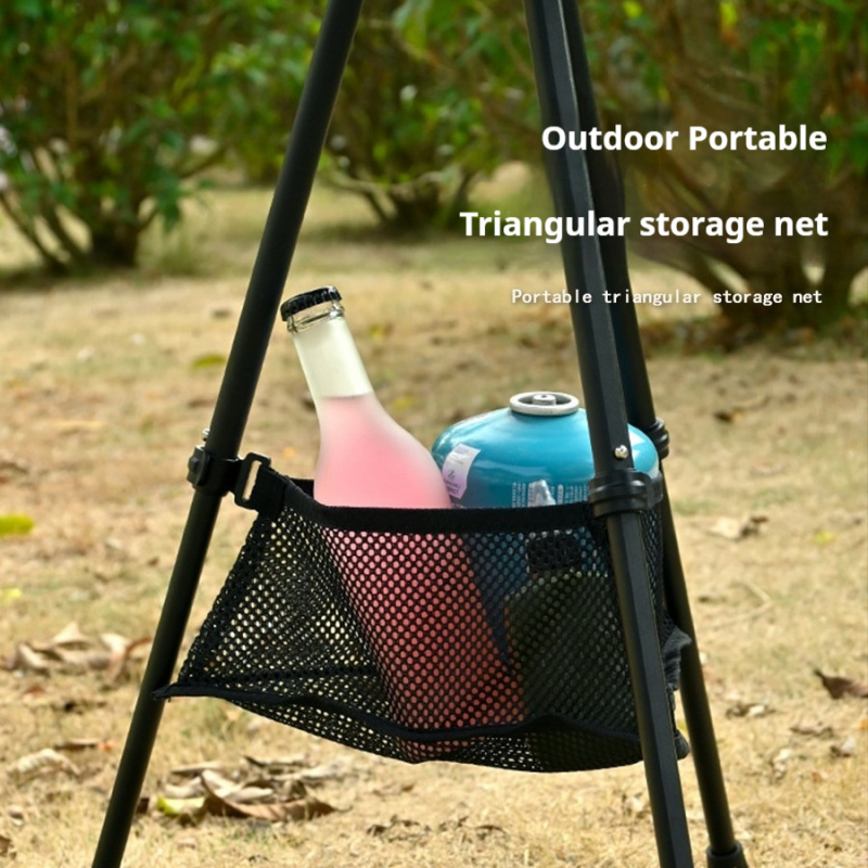 Outdoor Camping Table Foldable - Portable Triangular Under Table Storage Net,