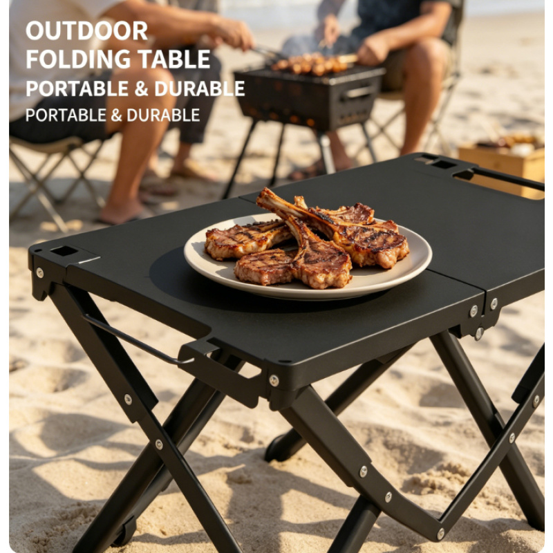 Outdoor Camping Table Foldable - Portable Folding Beach Table Sand Friendly