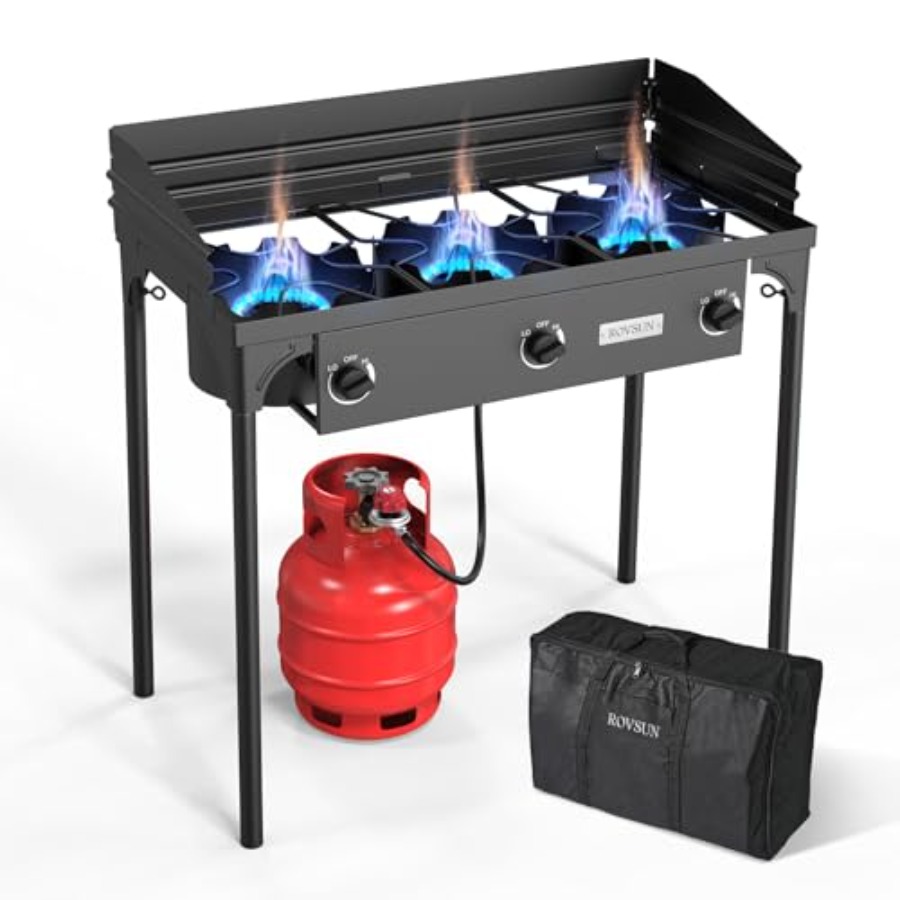 Outdoor Camping List - 3 Burner Propane Gas Stove with