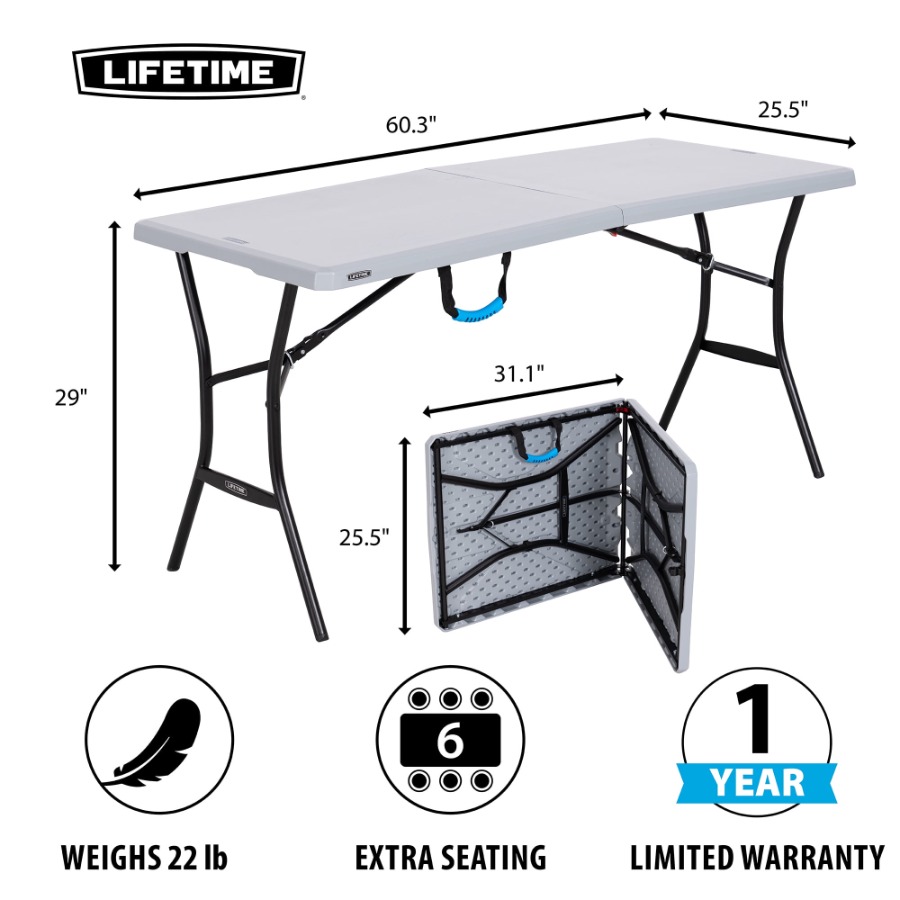 5-Foot Foldable Utility Table  - Outdoor Camping Table Foldable ulasan dan harga