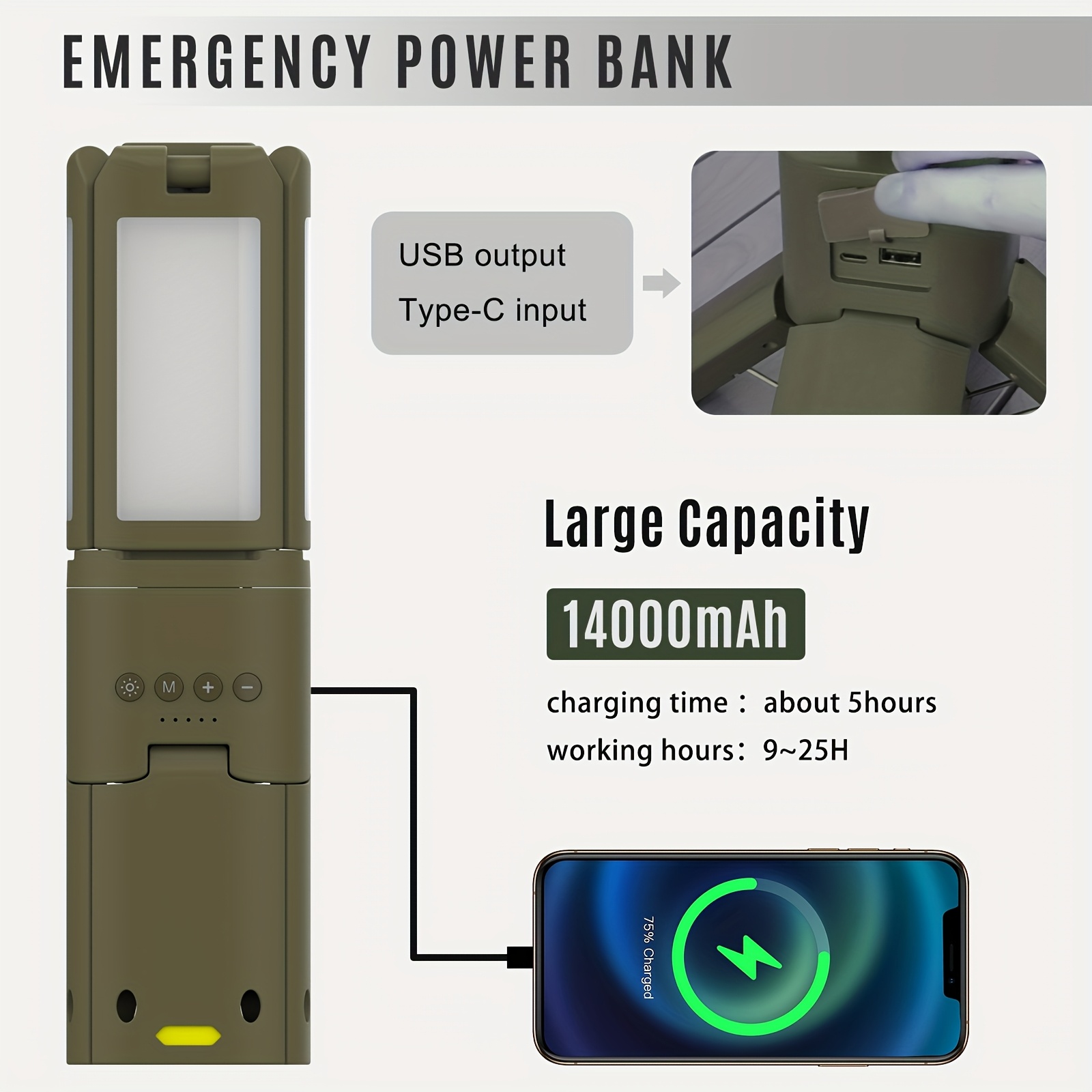 Camping Lantern, 14000mAh Rech - Outdoor Camping Tent ulasan dan harga