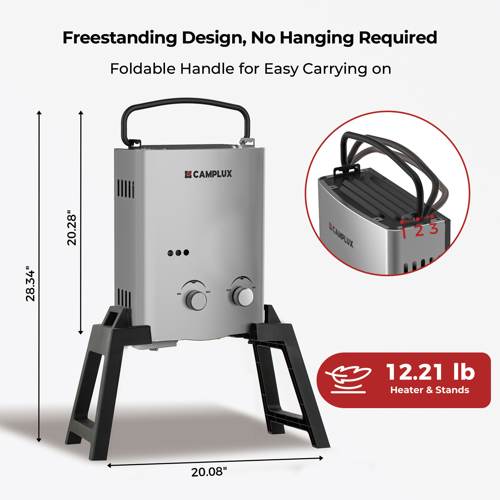 CAMPLUX 1.32GPM Propane Tankle - Outdoor Camping Hot Water Shower ulasan dan harga