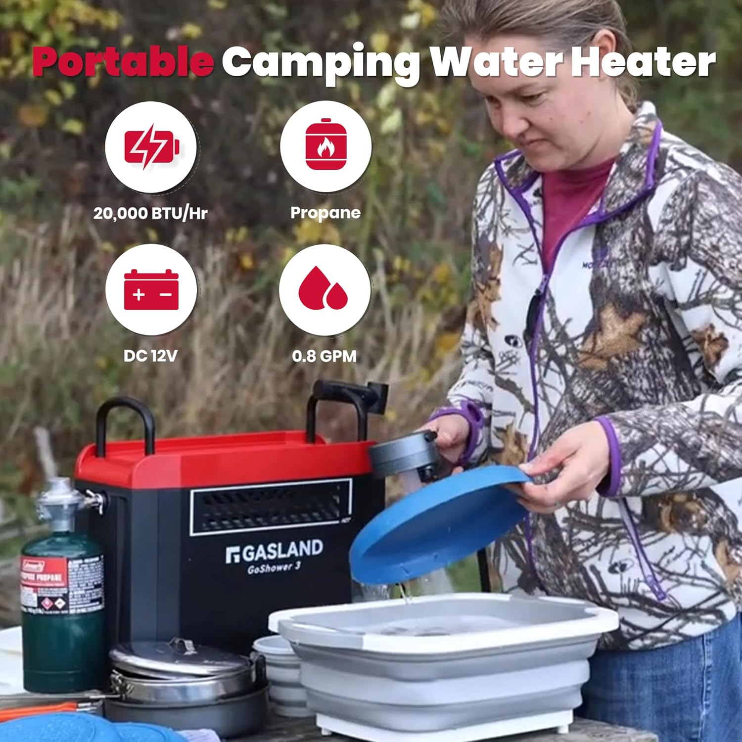 Goshower G3 Pro 1lb Propane Po - Outdoor Camping Hot Water Shower ulasan dan harga