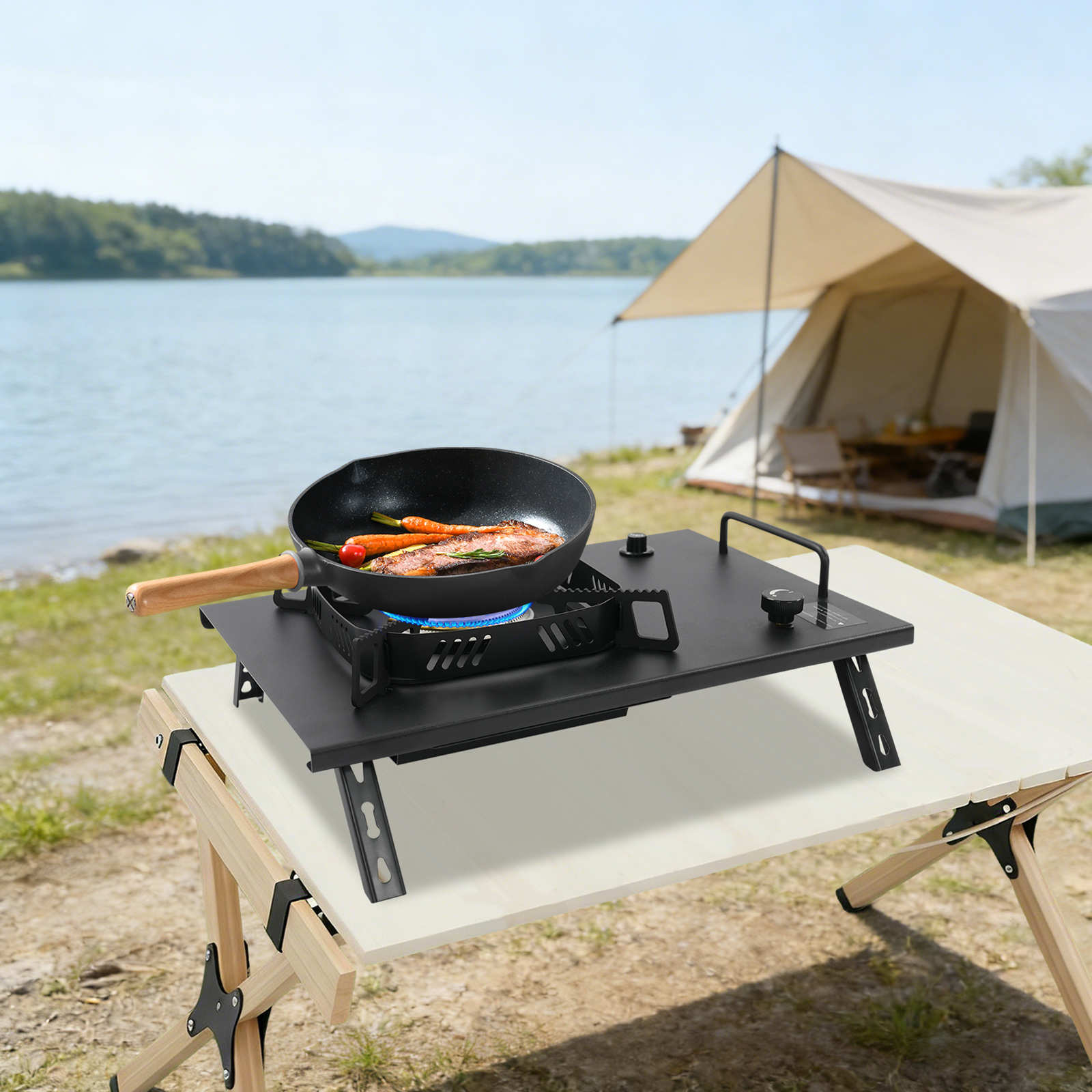 Black Outdoor Gas Stove, Folda - Outdoor In Camping ulasan dan harga