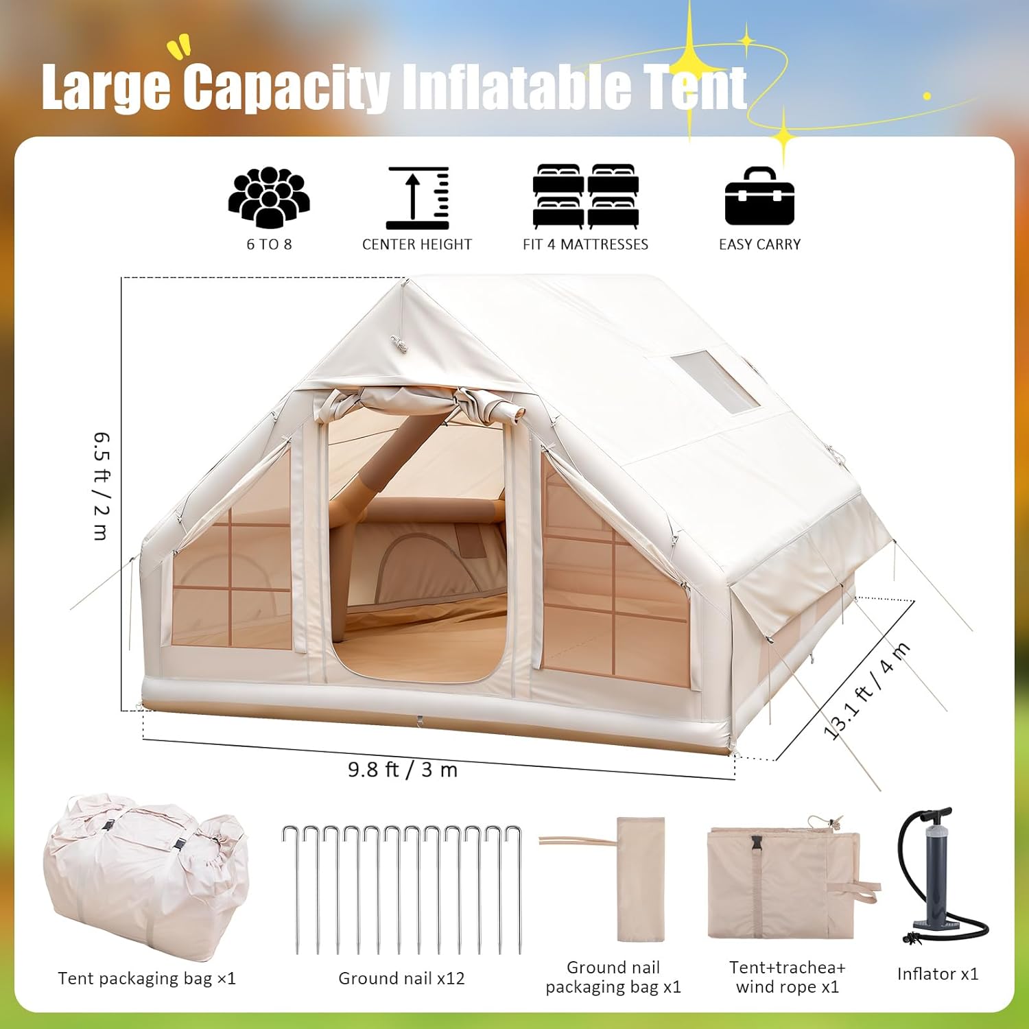 6-8 Person Inflatable Camping  - Outdoor Camping Tent Waterproof ulasan dan harga