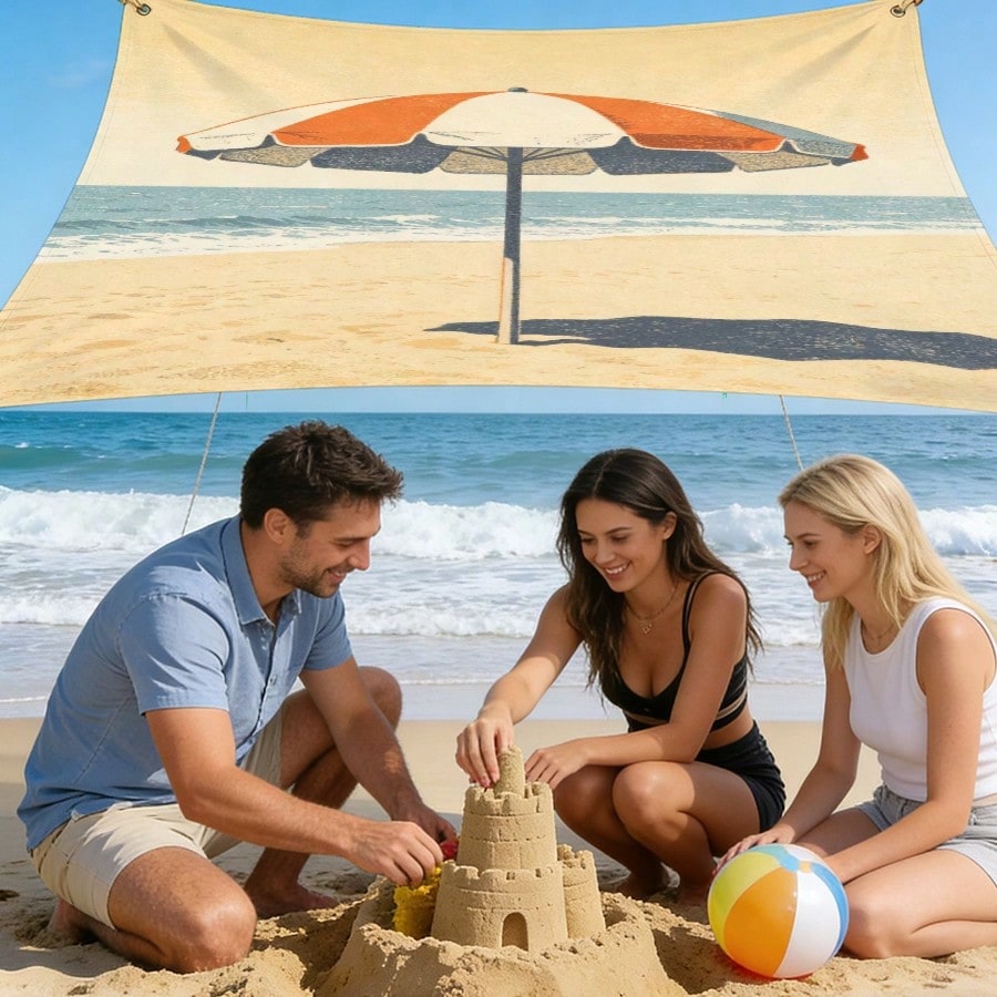 1pc Beach Sunshade Cloth, Outd - Outdoor Camping Umbrella ulasan dan harga