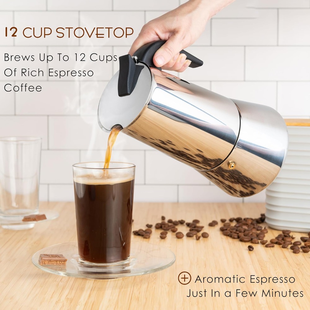 12 Cup Stovetop Espresso Maker - Camp Percolator Coffee ulasan dan harga