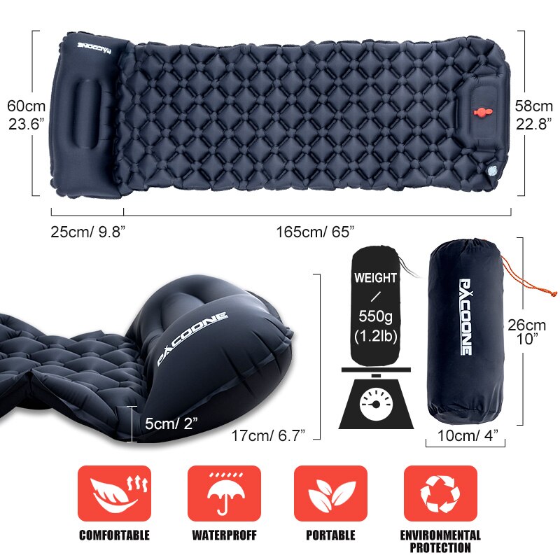 Outdoor Camping Inflatable Mat - Camp Pillow Compressible ulasan dan harga