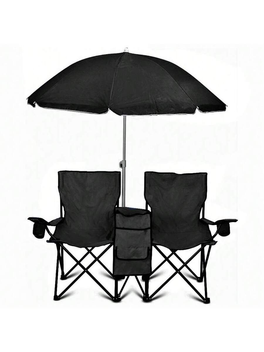 2-Seat Folding Camp Chair With - Outdoor Camping Umbrella ulasan dan harga