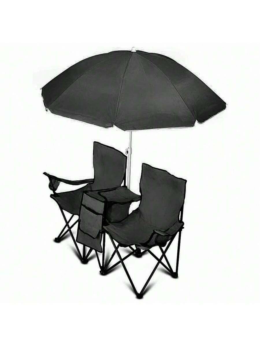 2-Seat Folding Camp Chair With - Outdoor Camping Umbrella ulasan dan harga