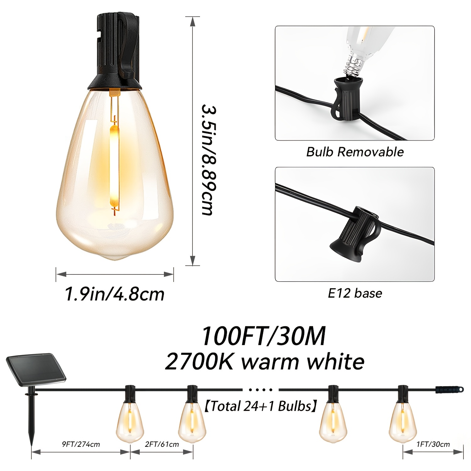 Solar Lights Outdoor, 100ft Pa - Outdoor Camping Tent ulasan dan harga