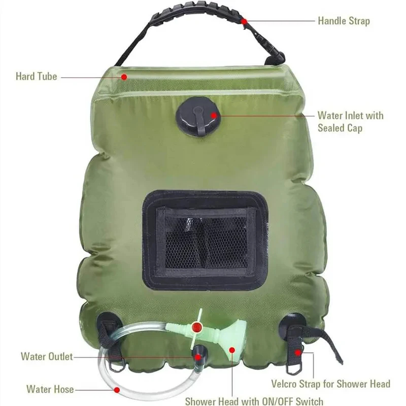 20L Solar Heating Camping Show - Outdoor Camping Hot Water Shower ulasan dan harga