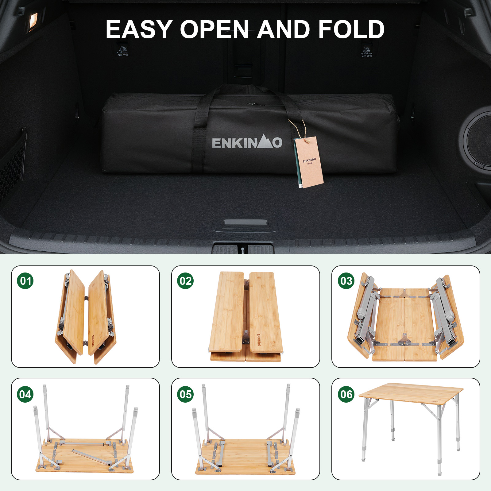 Adjustable Height Folding Bamb - Outdoor Camping Table Foldable ulasan dan harga
