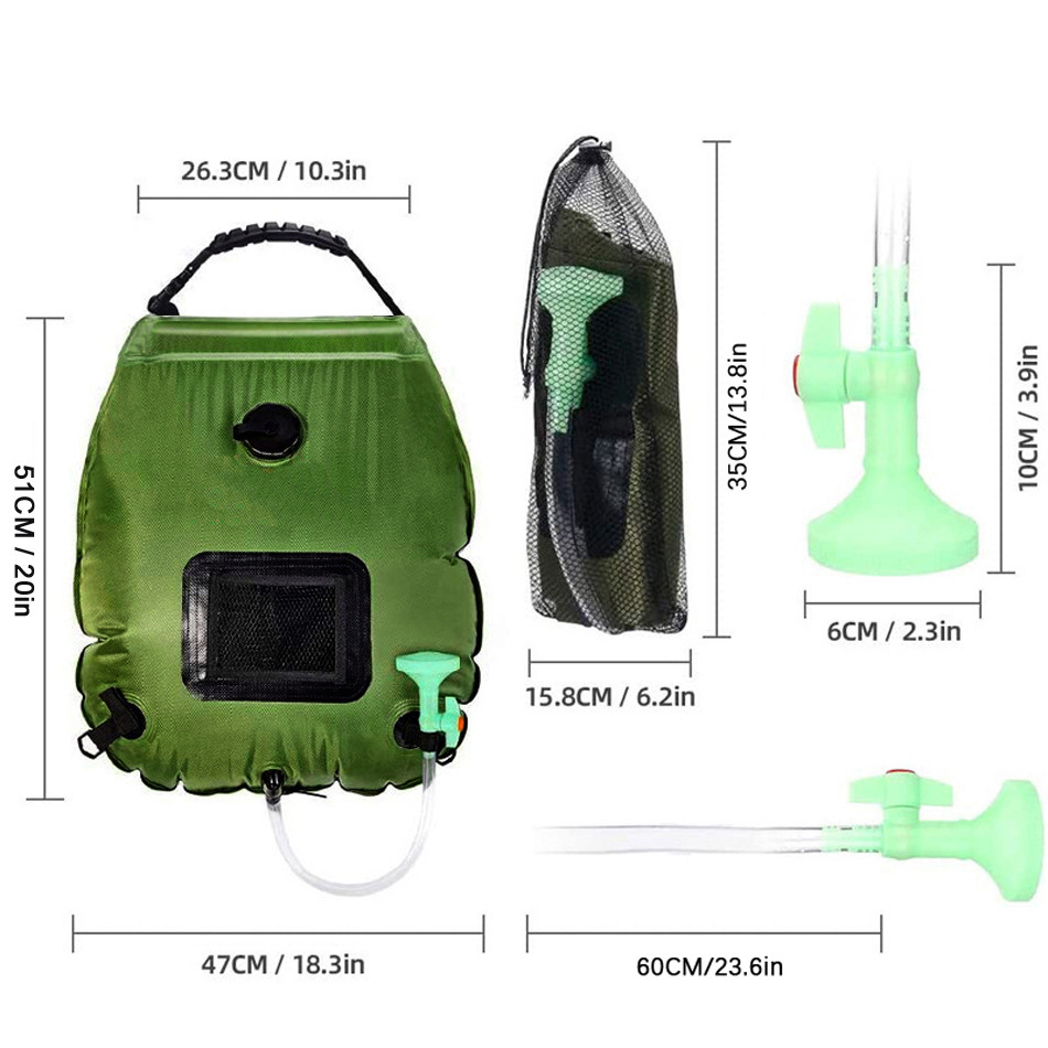 Camping Shower Bag 20L Solar H - Outdoor Camping Hot Water Shower ulasan dan harga