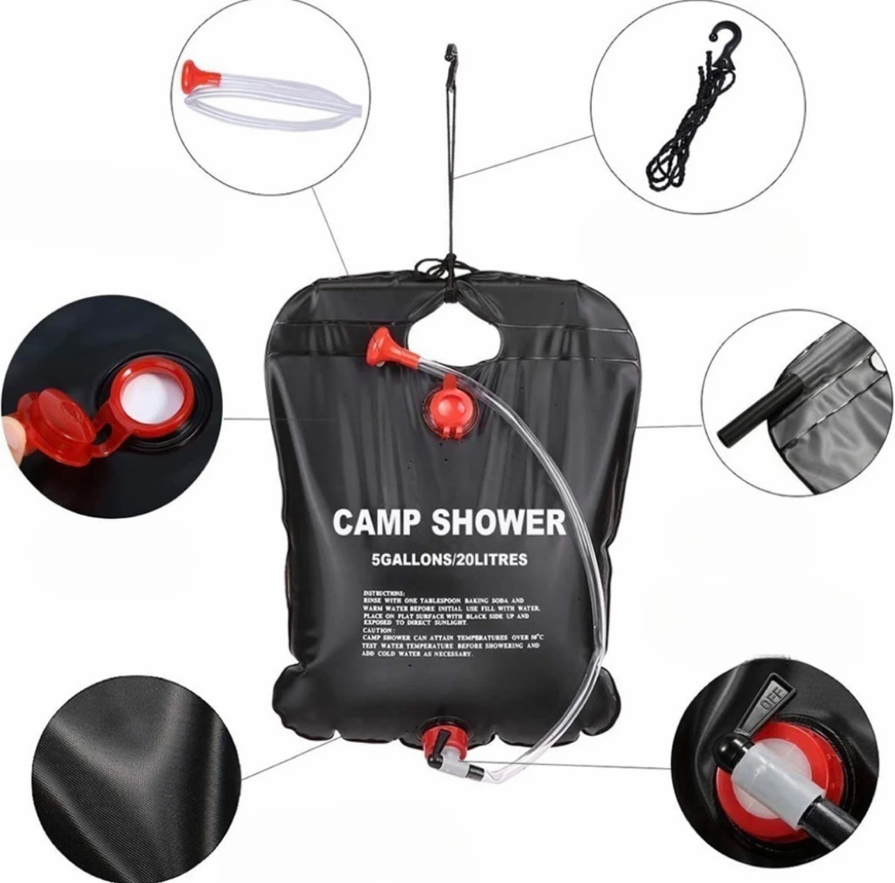 20/40L Camping foldable Solar  - Outdoor Camping Hot Water Shower ulasan dan harga